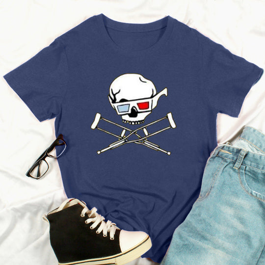New Summer Skull Print Fashion Short-Sleeved T-Shirt Top